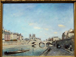 Blick auf die Ufer der Seine und die Kathedrale Notre Dame de Paris von Johan Barthold Jongkind
