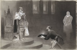 Entwurf für Illustration in De Amsterdammer: Das Geschenk der Transvaler für König Eduard von Johan Braakensiek