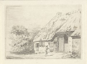 Mann mit Spaten bei einem Bauernhof von Johan Christiaan Willem Safft