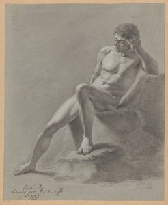 Sitzender männlicher Akt von vorne gesehen (1. Preis 1807)