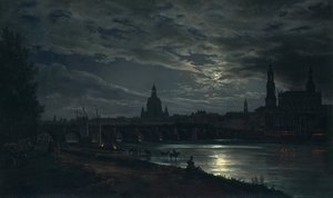 Ansicht von Dresden bei Mondlicht