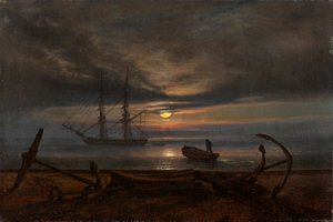 Dänische Küste bei Mondschein von Johan Christian Dahl