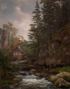 Die Lochmühle im Liebethaler Grund von Johan Christian Dahl