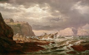 Gestrandetes Schiff an der norwegischen Küste