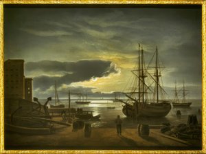 Kopenhagener Hafen bei Mondschein