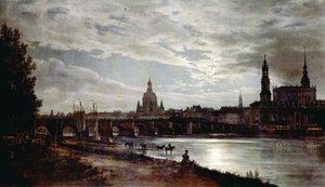 Ansicht von Dresden im Mondlicht