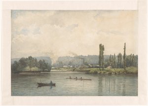 Ansicht von Port-Marly an der Seine, mit dem Waschhaus von Johan Conrad Greive (signed by artist)
