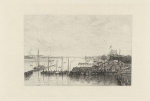 Ansicht der Gebäude des Rudervereins De Hoop von Johan Conrad Greive