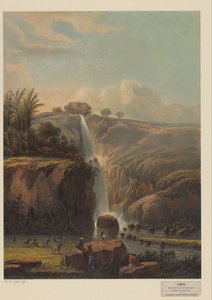 Ansicht des Wasserfalls in Singahan von Johan Conrad Greive