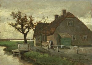 Bauernhaus an einem Kanal