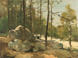 Waldansicht in der Nähe von Barbizon von Johan Hendrik Weissenbruch
