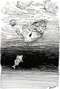 Fisch unter Plastik