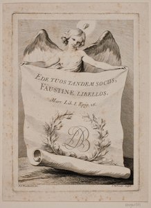 Titelkupfer mit einem Engel, der ein großes Papier hält von Johan Martin Preisler