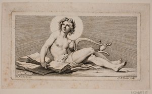 Vignette. Ein sitzender Apollo mit der Harfe von Johan Martin Preisler
