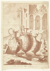 Vier Vasen, die vierte zerbrochen von Johan Teyler (attributed to)