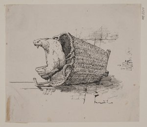 Eine Henne auf einem Korb von Johan Thomas Lundbye