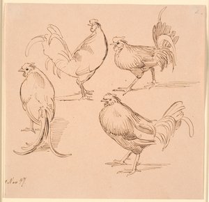 Vier Studien von Hähnen von Johan Thomas Lundbye