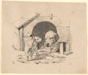 Der Welpe. Illustration zu Kaalunds "Fabeln für Kinder". Siehe Kommentar aus dem Arkatalog.