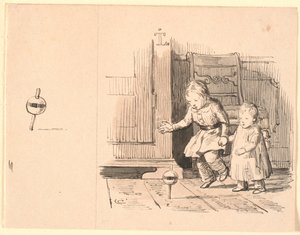 Rumlepotten. Links kleine Studie von Rumlepotten von Johan Thomas Lundbye