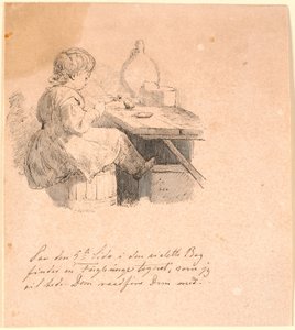 Der Spatz. Illustration zu Kaalunds "Fabeln für Kinder". Siehe Kommentar aus dem Arkatalog. von Johan Thomas Lundbye