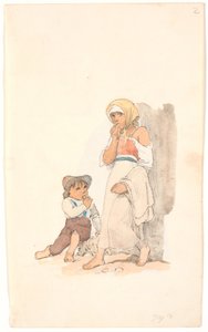 Bettelnde Kinder, die an Brot nagen von Johan Thomas Lundbye