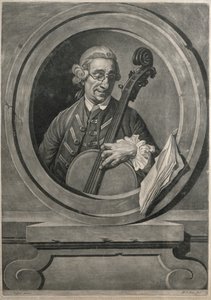 Jacob Cervetto, graviert von M. A. Picot, ca. 1770 (Gravur) von Johann (after) Zoffany