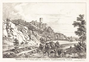 Ansicht von St. Helena und des Schlosses Rauhenstein bei Baden