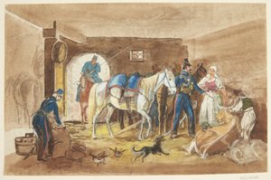 Kavalleristen in einem Stall von Johann Adam Klein