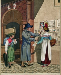 Ein Straßenhändler von Volksballaden und Drucken, ein Schusterlehrling, aus einer Serie von Wiener Typen um 1810