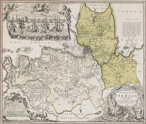 Karte von Ingermanland mit Ansicht von Sankt Petersburg von Johann Baptista Homann