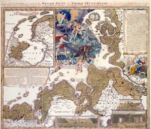 Karte der Weihnachtsflut von 1717 von Johann Baptista Homann
