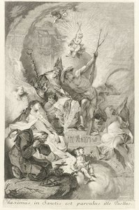 Das Christuskind als Salvator Mundi mit verschiedenen Heiligen und Papst Clemens XIII