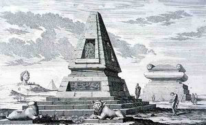 Pyramiden, die das Grab von König Sotis von Ägypten markieren, gefunden in den Ruinen von Heliopolis, aus 