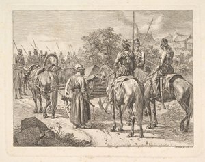 Kosaken eskortieren die Regimentskassone, 1815