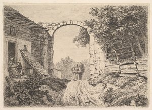 Mädchen mit einer Ladung Heu, außerhalb von Thorbogen von Johann Christian Erhard
