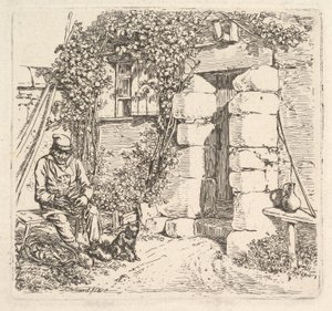 Der alte Mann und sein Pomeranian Hund, 1817 von Johann Christian Erhard
