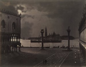 Venedig: Markusplatz in Richtung San Giorgio Maggiore im Mondlicht von Johann Christian Neuber