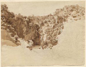 Tivoli und der Tempel der Sibylle über der Aniene-Schlucht von Johann Christian Reinhart
