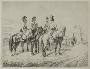 Vier Kürassiere auf einem Abhang von Johann Christoph Erhard
