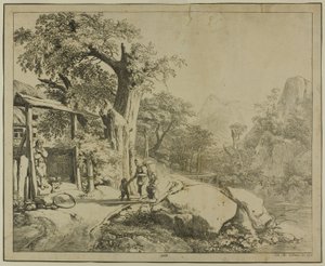 Berglandschaft mit Staffage