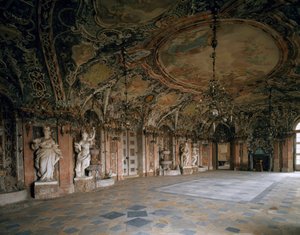 Ansicht des Großen Salons des Schlosses Weissenstein, Architekt Johann Dientzenhofer (1663-1726) 1714 von Johann Dientzenhofer