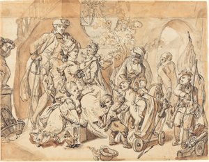 Die glückliche Familie mit spielenden Kindern