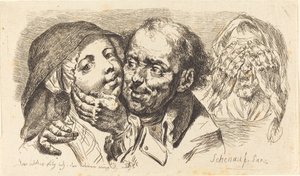 Junge Frau von einem älteren Mann umarmt von Johann Eleazar Schenau