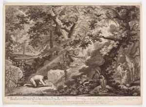 Gott verbietet Adam, vom Baum der Erkenntnis zu essen von Johann Elias Ridinger