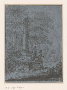 Landschaft mit Ruinen und zwei Figuren von Johann Friedrich Alexander Thiele
