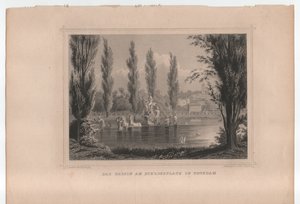 Das Becken auf dem Schlossplatz in Potsdam, um 1855