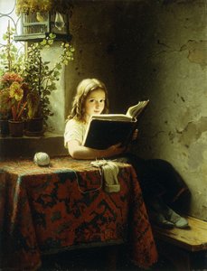 Ein Mädchen liest, 1871 von Johann Georg Meyer