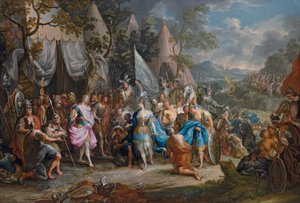 Die Amazonenkönigin Thalestris im Lager von Alexander dem Großen