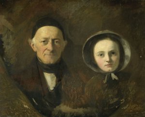 Porträt von Johann Joseph Hermann, dem Schwiegervater des Künstlers, mit seiner Enkelin Ida Schwartze, der ältesten Tochter des Künstlers von Johann Georg Schwartze