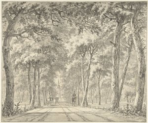 Ansicht einer Allee mit Schloss Karlsruhe von Johann Goll van Frankenstein (I)